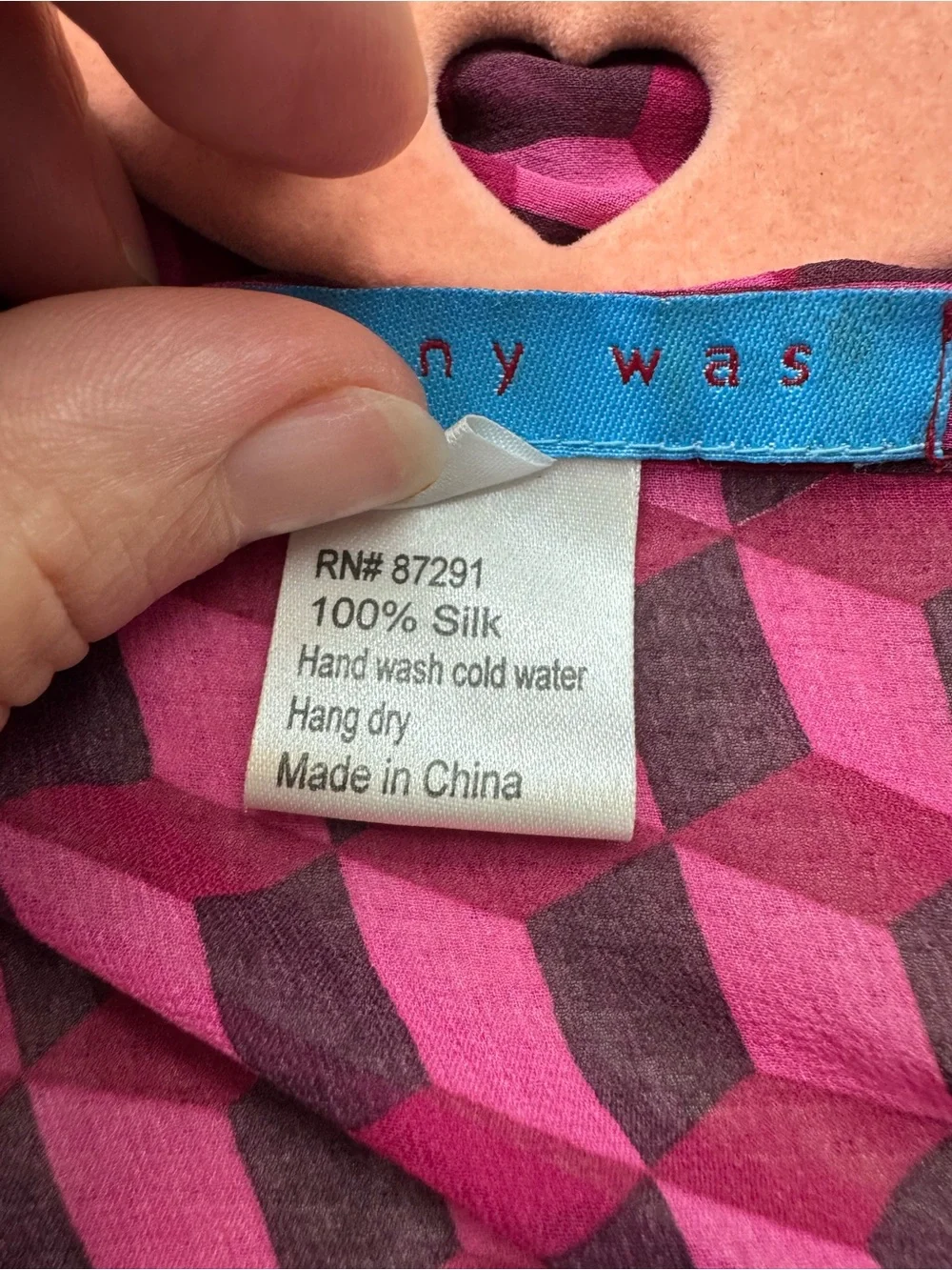 Johnny Was Pink Geometric Ruffle Button-Front Blouse - Picture 8 of 8